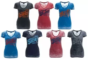 NEW MLB 5th and Ocean Womens Burnout Wash Vneck Shirt - Picture 1 of 3