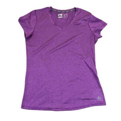Женская футболка RBX средняя производительность активный v-образным вырезом короткий рукав фиолетовая полоса - Изображение 1 из 4