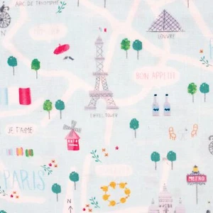 Capri Inkjet Paris Eiffel Tower 26x40 Remnant Quilting Cotton Fabric Cute - Picture 1 of 3