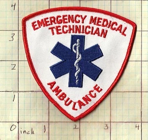 Emergency Medical Technician Ambulance red red shield bg43 fire rescue EMT patch - Picture 1 of 1