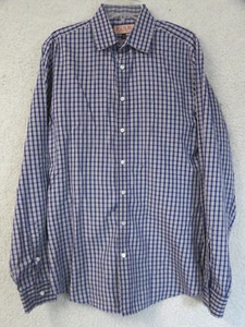 Mens Thomas Pink Long Sleeve Button Front Dress Shirt Size 15.5 Super Slim Blue - Picture 1 of 7