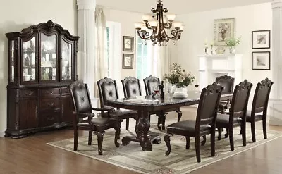NEW Formal Dining Traditional Brown Espresso  72"-108" Extendable Table & Chairs - Image 1 of 4