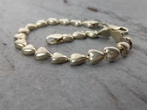 Heart String Sterling Silver Bracelet Handmade 925 Silver 7in 6.3 grams - Foto 1 di 6