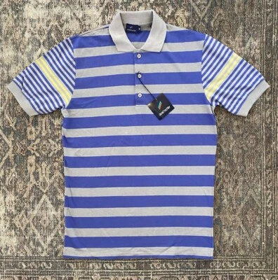 Vintage 80s Daniel Hechter Striped Polo Shirt SZ M NWT! Single Stitch Paris Golf - Image 1 of 4