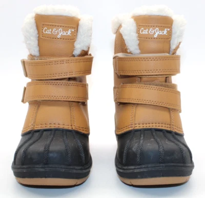 Cat & Jack Kids Snow Boots Size 9 Faux Leather Rubber Lined Hook Loop Closure - Image 1 of 4