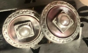 Pair of Krementz Acrylic Pearl shirt studs - Picture 1 of 3