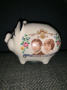 Hucha conmemorativa de boda de Carlos y Diana 1981 Crazing coleccionable rara - Imagen 1 de 12