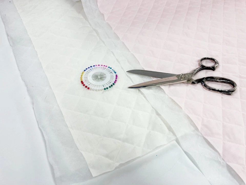 Quilted Polycotton Fabric Plain Pre-Quilted Padded Diamond for Blankets - Image 1 of 4