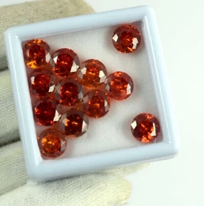 EGL Certified 2 mm Natural Orange Sapphire 10 Pcs Lot Round Shape Loose Gemstone - Picture 1 of 4