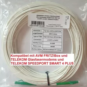 RIMANDIS® 25 m Glasfaser LWL Patchkabel Single LC/APC-LC/APC Telekom FritzBox - Bild 1 von 4