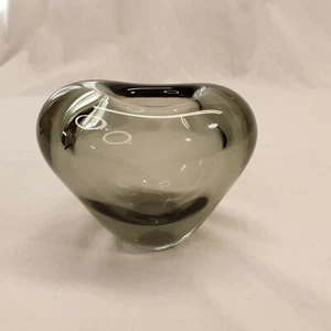 1956 Holmegaard Per Lutken Heart Shaped Grey Glass Vase Signed - Picture 1 of 5