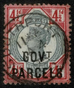 1891 SG O71 GOVT PARCELS 4 1/2d Green & Carmine Southport CDS VGU Cat. £275.00 - Picture 1 of 1