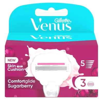 Pack 3 Lames Gillette VENUS "Comfortglide Sugarberry" Recharges Rasoir Femme - Photo 1/4