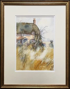 Geoff Bartlett MSAI (n.1934) - Pintura acuarela de cabaña firmada y enmarcada - Imagen 1 de 11