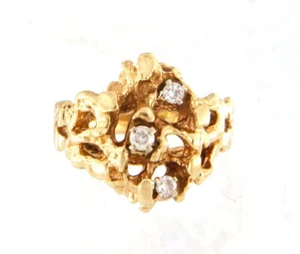 14k Gelbgold Damen 0,09tcw Diamant Nugget Ring Größe 8 - Bild 1 von 4