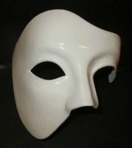 MAR5 PHANTOM OF THE OPERA MASK, HANDMADE IN ITALY - PAPIER MACHE, MATT WHITE. - Picture 1 of 2