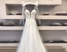 Personalised Deep V-neck Sexy Spaghetti Straps Boho Bridal Wedding Dress Glitter