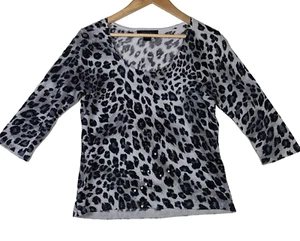 Maglione donna C'est City taglia M metallizzato leopardato paillettes viscosa seta scollo a scoop - Foto 1 di 9