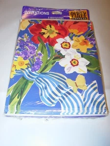 8 PACK Cards & ENVELOPES INVITATIONS floral birthday party please join us - Picture 1 of 3