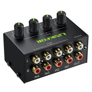 Mini Digital Stereo Audio Mixer 4 Channel RCA Input w/ Separate Volume Control - Picture 1 of 12
