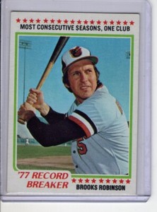 1978 TOPPS BROOKS ROBINSON RECORD BREAKER BASEBALL CARD #4 EX
