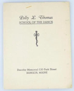 VINTAGE POLLY L. THOMAS SCHOOL OF TANCE BROSCHÜRE 1947-1948 - BANGOR MAINE - Bild 1 von 3