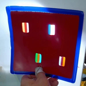 Trinket Dish, Fused Art Glass in Red & Cobalt 8.25" Square, Hand-Made Excel Cond - Picture 1 of 7