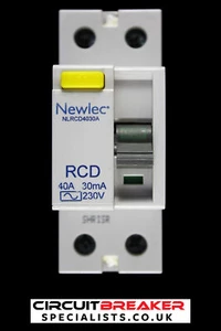 NEWLEC 40 AMP 30mA DOUBLE POLE RCD TYPE AC NLRCD4030A - Picture 1 of 6