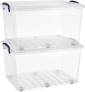 Storage Bins with Lids, Clear Plastic Containers for Organizing, Stackable Totes - Picture 1 of 8