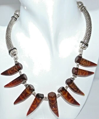 Collar de cornalina pintado a mano real plata esterlina joyería única Foto 1 de 4