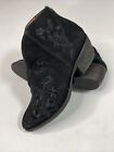 Kanna Black Suede Floral Embroidered Western Ankle Boots Sz 37￼