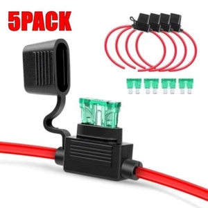 5PACK 12 Gauge Inline Fuse Holder with 30A Fuse Blade for Car Boat - Picture 1 of 3