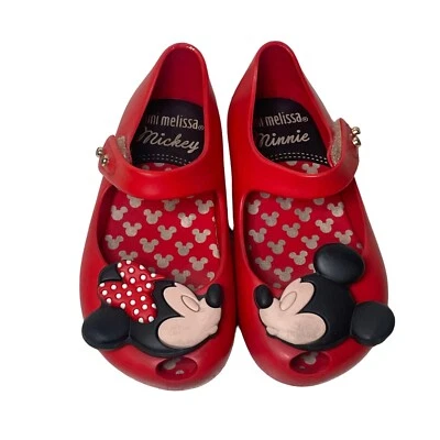 Mini Melissa x Disney Mickey Minnie Mouse Toddler Girl Sz 7 Mary Jane Red Shoes - Image 1 of 4