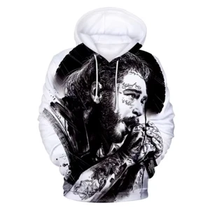 Post Malone On Stage Black White Rapper Music All Over Print Hoodie 3D XS-6XL - Picture 1 of 4