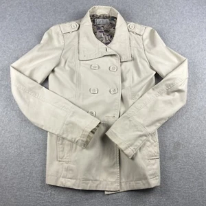 Chaqueta TRF Mujer Pequeña Crema Botón Frontal Doble Pecho Forrado Bolsillos Invierno - Imagen 1 de 16