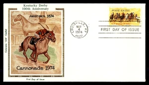 1528 10c Stamp (1974) KENTUCKY DERBY - HORSE RACING FDC BY COLORANO SILK - Picture 1 of 1