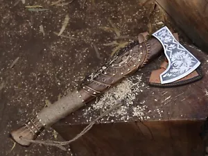 Carbon Steel Blade 21''Viking Axe Engraving Ash Wood Handle Axe With L/S - 3210 - Picture 1 of 22