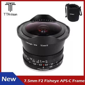 TTArtisan 7.5mm F2 Fisheye APS-C Frame Lens for Sony Fuji Nikon Canon M43 Leica - Picture 1 of 10