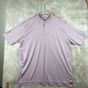 Peter Millar Summer Comfort Golf Polo Shirt Mens 2XL XXL Pink Skulls Geometric - Picture 1 of 14