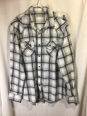 Sovereign Code Plaid Large Long Sleeve Cotton Blend Snap Up Western Shirt B8 - Image 1 of 4