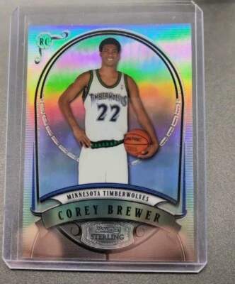 2007-08 Bowman Sterling Corey Brewer Timberwolves Refractor Rookie RC /399 - Image 1 of 2