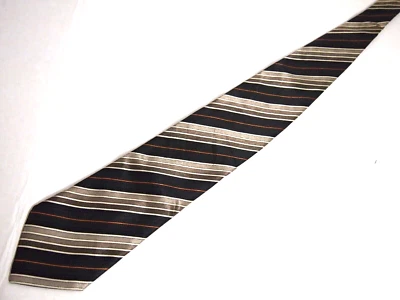 Corbata Croft & Barrow Para Hombre Marrón Negro Rayas Seda 61" Larga Carrera Foto 1 de 4