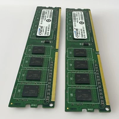 Crucial By Micron 2GB x2 (4GB) CT25664BA160B 240 Pin DIMM DDR3 USED TESTED - Image 1 of 4
