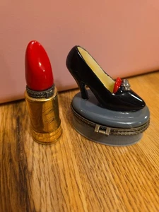 Cajas de baratijas de porcelana Marilyn Monroe tocador de zapatos y lápiz labial coleccionables... - Imagen 1 de 14