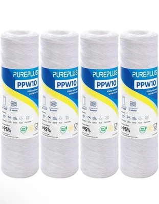 4X PUREPLUS filter for well water,5 micron whole house string wounwound sediment - Image 1 of 4