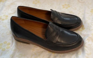 Scarpe mocassino donna marca Terra Javas in pelle nera taglia 9 Penny slip on - NUOVE - Foto 1 di 7