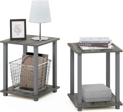 Furinno Simplistic Juego de 2 Pack, Poste de Plástico 15.6 x 15.6, Roble Francés/Gris  Foto 1 de 4