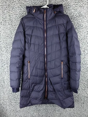 Athleta Responsible Down-ieville Jacket Womens S Blue Goose Down Hooded Parka - Image 1 of 4