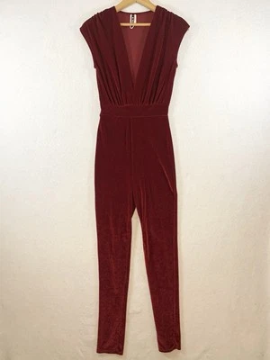 Mono de terciopelo vintage para mujer talla XS rojo Y2K glam club de cócteles hecho en EE. UU. Foto 1 de 4