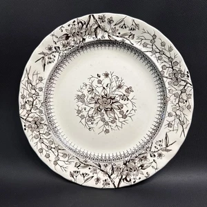 Antique KEELING & CO Gloucester Aesthetic Flower Tree Transferware 10.25” Plate - Picture 1 of 8